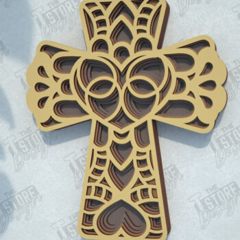 Intra απο ξύλο plywood 3mm-4mm πάχος Δέσμη 3D Layered Cross | Χριστιανικό σημάδι Δίασταση 30x20 cm INTRAFABR-108318431 - Image 2