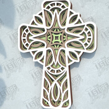 Intra απο ξύλο plywood 3mm-4mm πάχος Δέσμη 3D Layered Cross | Χριστιανικό σημάδι Δίασταση 30x20 cm INTRAFABR-108318431 - Image 3