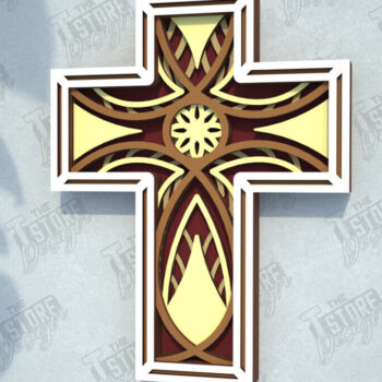 Intra απο ξύλο plywood 3mm-4mm πάχος Δέσμη 3D Layered Cross | Χριστιανικό σημάδι Δίασταση 30x20 cm INTRAFABR-108318431 - Image 4