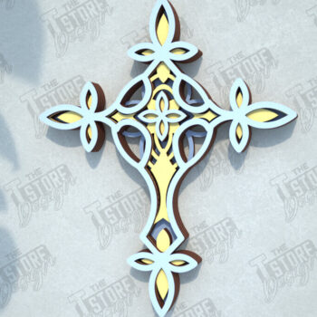 Intra απο ξύλο plywood 3mm-4mm πάχος Δέσμη 3D Layered Cross | Χριστιανικό σημάδι Δίασταση 30x20 cm INTRAFABR-108318431 - Image 5