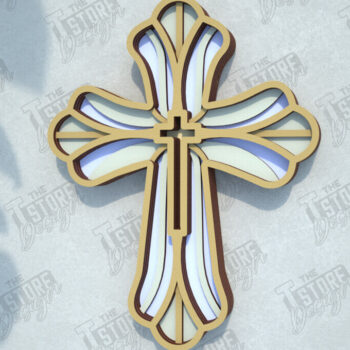 Intra απο ξύλο plywood 3mm-4mm πάχος Δέσμη 3D Layered Cross | Χριστιανικό σημάδι Δίασταση 30x20 cm INTRAFABR-108318431 - Image 8