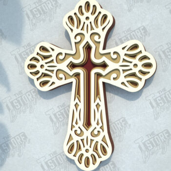 Intra απο ξύλο plywood 3mm-4mm πάχος Δέσμη 3D Layered Cross | Χριστιανικό σημάδι Δίασταση 30x20 cm INTRAFABR-108318431 - Image 9