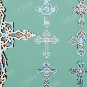 Intra απο ξύλο plywood 3mm-4mm πάχος Δέσμη 3D Layered Cross | Θρησκευτικό σημάδι Δίασταση 30x20 cm INTRAFABR-110184754