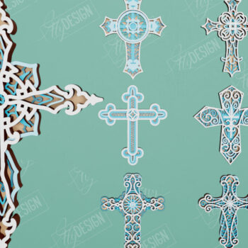 Intra απο ξύλο plywood 3mm-4mm πάχος Δέσμη 3D Layered Cross | Θρησκευτικό σημάδι Δίασταση 30x20 cm INTRAFABR-110184754 - Image 1