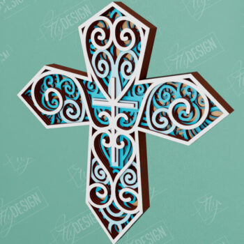 Intra απο ξύλο plywood 3mm-4mm πάχος Δέσμη 3D Layered Cross | Θρησκευτικό σημάδι Δίασταση 30x20 cm INTRAFABR-110184754 - Image 2