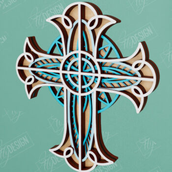 Intra απο ξύλο plywood 3mm-4mm πάχος Δέσμη 3D Layered Cross | Θρησκευτικό σημάδι Δίασταση 30x20 cm INTRAFABR-110184754 - Image 3