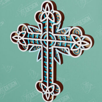 Intra απο ξύλο plywood 3mm-4mm πάχος Δέσμη 3D Layered Cross | Θρησκευτικό σημάδι Δίασταση 30x20 cm INTRAFABR-110184754 - Image 6