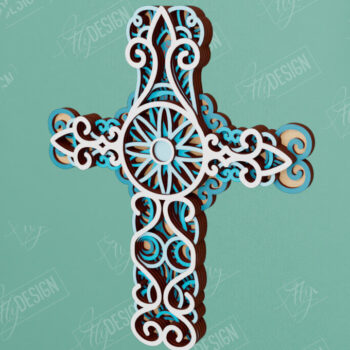 Intra απο ξύλο plywood 3mm-4mm πάχος Δέσμη 3D Layered Cross | Θρησκευτικό σημάδι Δίασταση 30x20 cm INTRAFABR-110184754 - Image 8