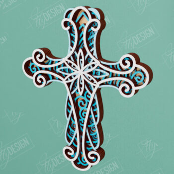 Intra απο ξύλο plywood 3mm-4mm πάχος Δέσμη 3D Layered Cross | Θρησκευτικό σημάδι Δίασταση 30x20 cm INTRAFABR-110184754 - Image 9