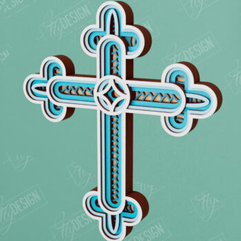 Intra απο ξύλο plywood 3mm-4mm πάχος 3D Layered Cross | Χριστιανικό σύμβολο |CNC Δίασταση 30x20 cm INTRAFABR-110184259 - Image 1
