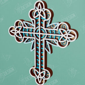 Intra απο ξύλο plywood 3mm-4mm πάχος 3D Layered Cross | Χριστιανικό σύμβολο |CNC Δίασταση 30x20 cm INTRAFABR-110184438