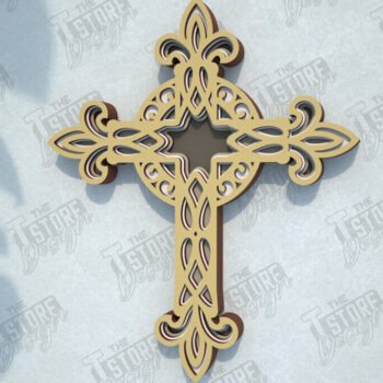 Intra απο ξύλο plywood 3mm-4mm πάχος 3D Layered Cross | Χριστιανικό σύμβολο |CNC Δίασταση 30x20 cm INTRAFABR-108317963 - Image 1