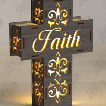 Intra απο ξύλο plywood 3mm-4mm πάχος 3D Layered Cross Lantern | CNC Δίασταση 15x15 cm INTRAFABR-122875260 - Image 1