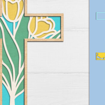 Intra απο ξύλο plywood 3mm-4mm πάχος 3d Layered Cross , Flower Cross  Δίασταση 5x5 cm INTRAFABR-118142069 - Image 1