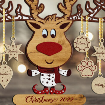 Intra απο ξύλο plywood 3mm-4mm πάχος 3D Layered EER CHRISTMAS | Αποκοπή αρχείου Δίασταση 15x15 cm INTRAFABR-21133204 - Image 1