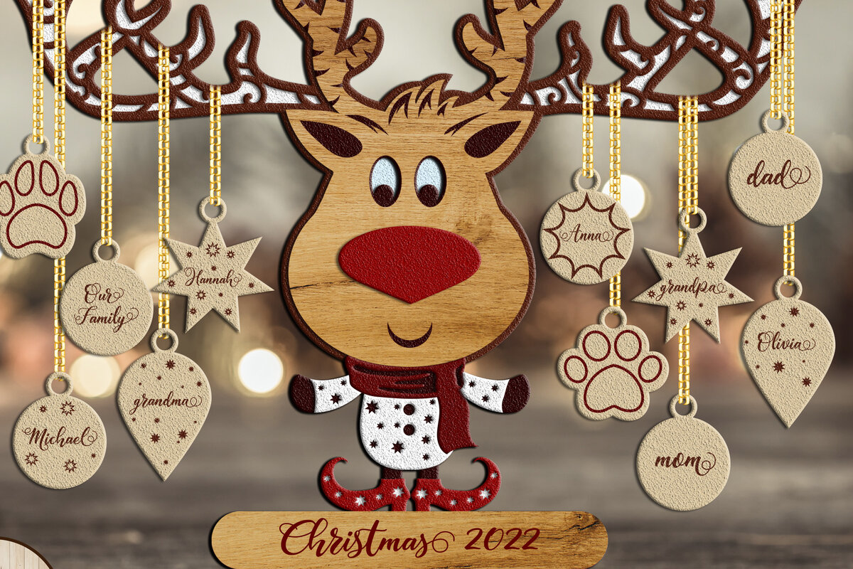 Intra απο ξύλο plywood 3mm-4mm πάχος 3D Layered EER CHRISTMAS | Αποκοπή αρχείου Δίασταση 15x15 cm INTRAFABR-21133204 - Image 1