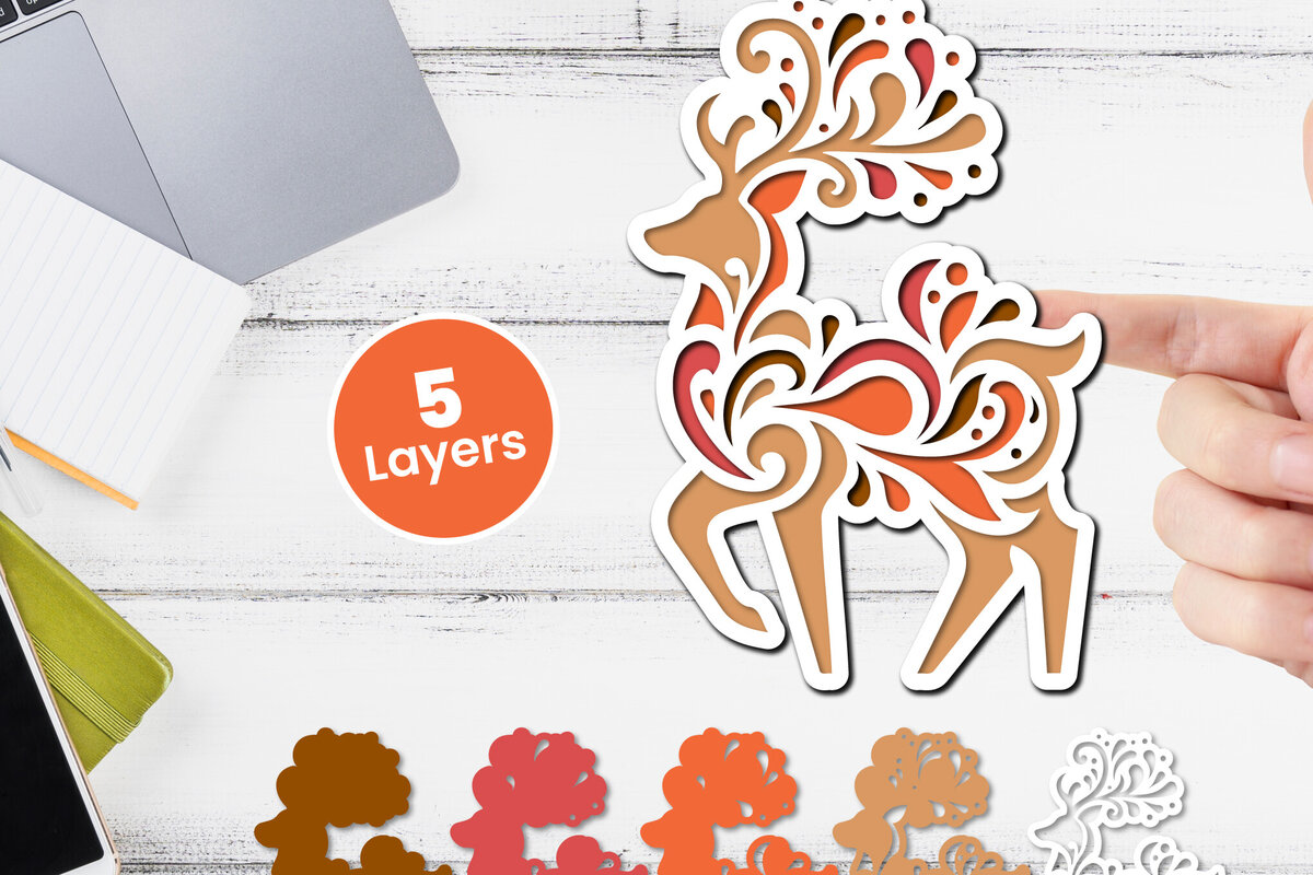 Intra απο ξύλο plywood 3mm-4mm πάχος Τρισδιάστατη κοπή χαρτιού ελαφιού Δίασταση 12x12 cm INTRAFABR-117773430