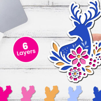 Intra απο ξύλο plywood 3mm-4mm πάχος Τρισδιάστατη κοπή χαρτιού ελαφιού Δίασταση 12x12 cm INTRAFABR-117773419 - Image 1