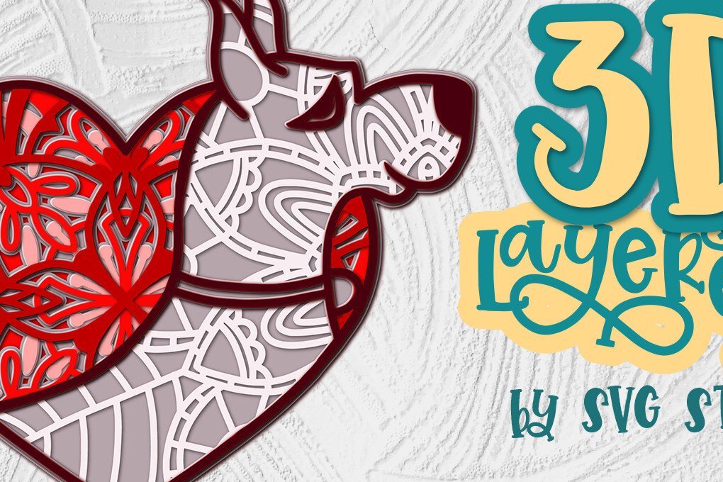 Intra απο ξύλο plywood 3mm-4mm πάχος 3D Layered Dog with the Heart Δίασταση 15x15 cm INTRAFABR-35579203