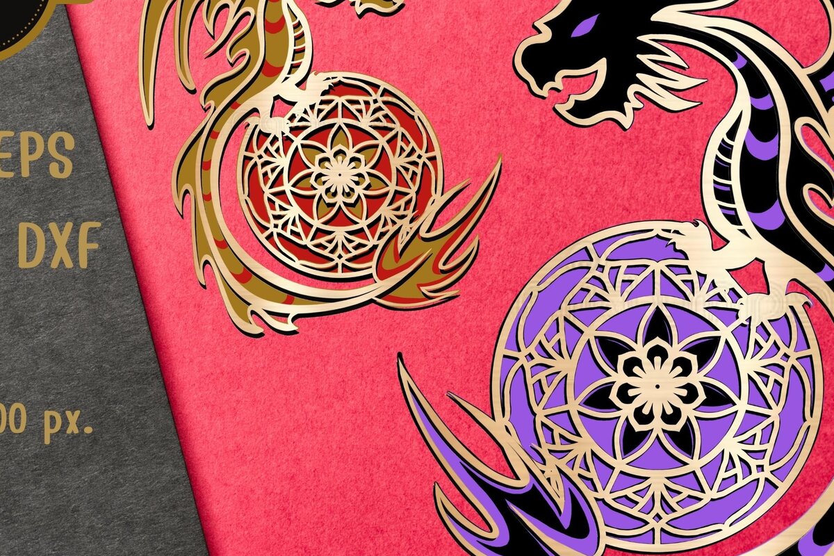 Intra απο ξύλο plywood 3mm-4mm πάχος 3D Layered Dragon Δίασταση 10x12 cm INTRAFABR-71317509