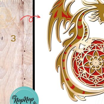 Intra απο ξύλο plywood 3mm-4mm πάχος 3D Layered Dragon Δίασταση 10x12 cm INTRAFABR-71317509 - Image 2