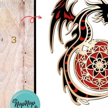 Intra απο ξύλο plywood 3mm-4mm πάχος 3D Layered Dragon Δίασταση 10x12 cm INTRAFABR-71317509 - Image 3