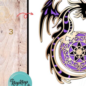 Intra απο ξύλο plywood 3mm-4mm πάχος 3D Layered Dragon Δίασταση 10x12 cm INTRAFABR-71317509 - Image 4