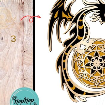 Intra απο ξύλο plywood 3mm-4mm πάχος 3D Layered Dragon Δίασταση 10x12 cm INTRAFABR-71317509 - Image 6