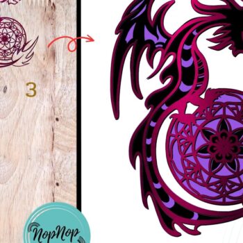 Intra απο ξύλο plywood 3mm-4mm πάχος 3D Layered Dragon Δίασταση 10x12 cm INTRAFABR-71317509 - Image 7