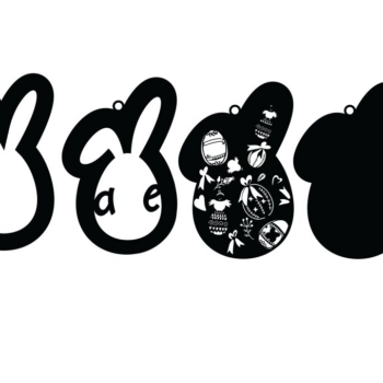 Intra απο ξύλο plywood 3mm-4mm πάχος Σκουλαρίκι Πασχαλινό λαγουδάκι με 3D στρώσεις Δίασταση 3x3 cm INTRAFABR-62728330 - Image 1