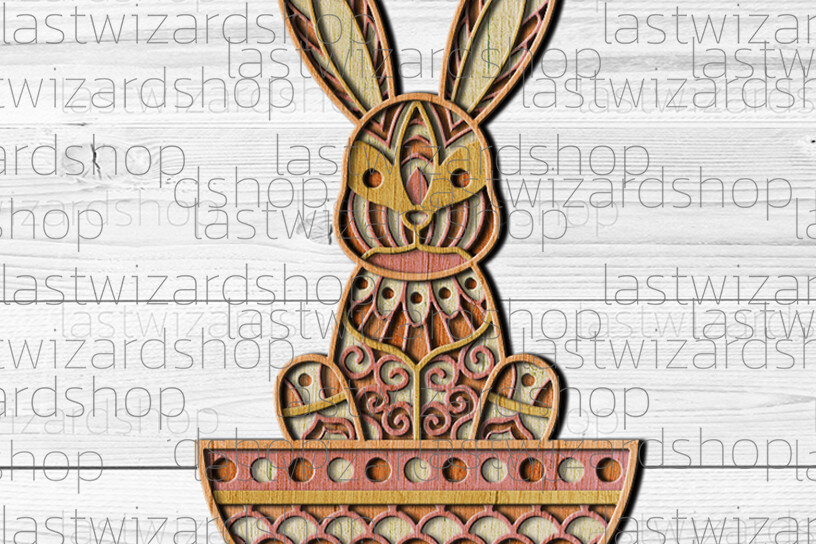 Intra απο ξύλο plywood 3mm-4mm πάχος 3D Layered Easter Bunny Πασχαλινό αυγό Δίασταση 30x30 cm INTRAFABR-24963725