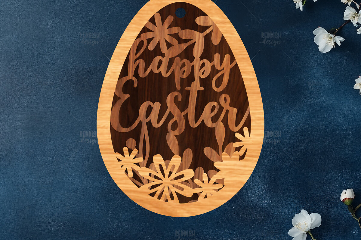 Intra απο ξύλο plywood 3mm-4mm πάχος κοπής με λέιζερ με 3D στρώματα πασχαλινών αυγών Δίασταση 15x15 cm INTRAFABR-117170438