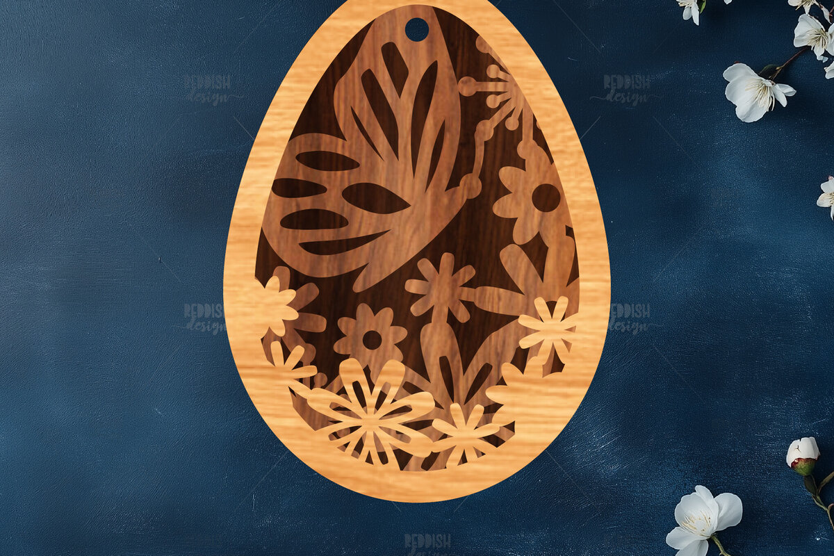 Intra απο ξύλο plywood 3mm-4mm πάχος κοπής με λέιζερ με 3D στρώματα πασχαλινών αυγών Δίασταση 15x15 cm INTRAFABR-117170378