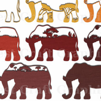 Intra απο ξύλο plywood 3mm-4mm πάχος Σκηνή σαφάρι με 3D επίπεδα ελέφαντα Δίασταση 20x30 cm INTRAFABR-121580098 - Image 5