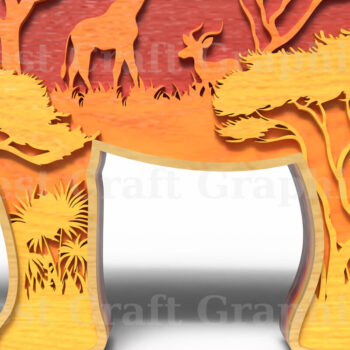 Intra απο ξύλο plywood 3mm-4mm πάχος Σκηνή σαφάρι με 3D επίπεδα ελέφαντα Δίασταση 20x30 cm INTRAFABR-121580098 - Image 6