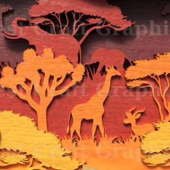 Intra απο ξύλο plywood 3mm-4mm πάχος Σκηνή σαφάρι με 3D επίπεδα ελέφαντα Δίασταση 20x30 cm INTRAFABR-121580098 - Image 7