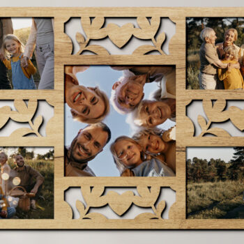 Intra απο ξύλο plywood 3mm-4mm πάχος με τρισδιάστατη οικογενειακή κορνίζα φωτογραφιών Δίασταση 12x20 cm INTRAFABR-72110094 - Image 1