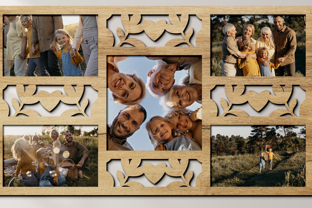 Intra απο ξύλο plywood 3mm-4mm πάχος με τρισδιάστατη οικογενειακή κορνίζα φωτογραφιών Δίασταση 12x20 cm INTRAFABR-72110094