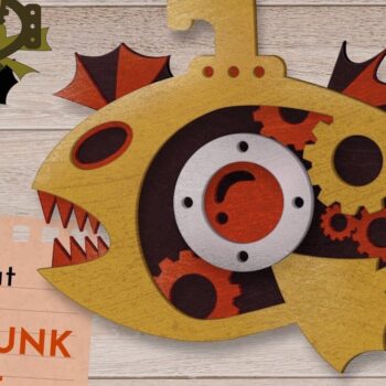 Intra απο ξύλο plywood 3mm-4mm πάχος 3D Layered Fish Sign, Steampunk Wall Art Δίασταση 40x40 cm INTRAFABR-59255223 - Image 1