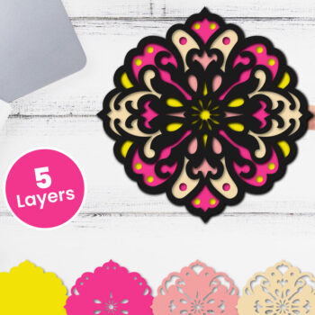 Intra απο ξύλο plywood 3mm-4mm πάχος Τρισδιάστατο floral χαρτί κοπής Δίασταση 12x12 cm INTRAFABR-118359263 - Image 1