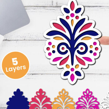 Intra απο ξύλο plywood 3mm-4mm πάχος Τρισδιάστατο floral χαρτί κοπής Δίασταση 12x12 cm INTRAFABR-118359289 - Image 1