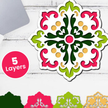 Intra απο ξύλο plywood 3mm-4mm πάχος Τρισδιάστατο floral χαρτί κοπής Δίασταση 12x12 cm INTRAFABR-118501807 - Image 1