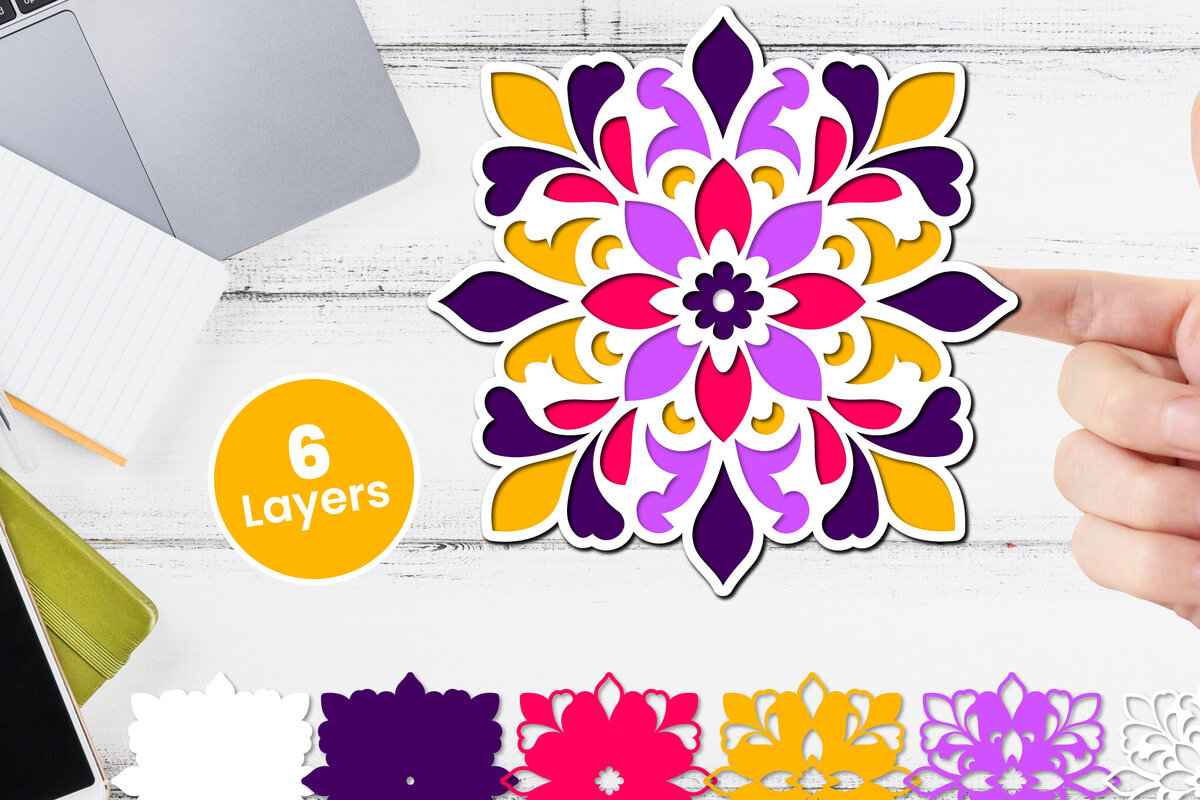 Intra απο ξύλο plywood 3mm-4mm πάχος 3D Layered Floral Paper, Δίασταση 12x12 cm INTRAFABR-117243340