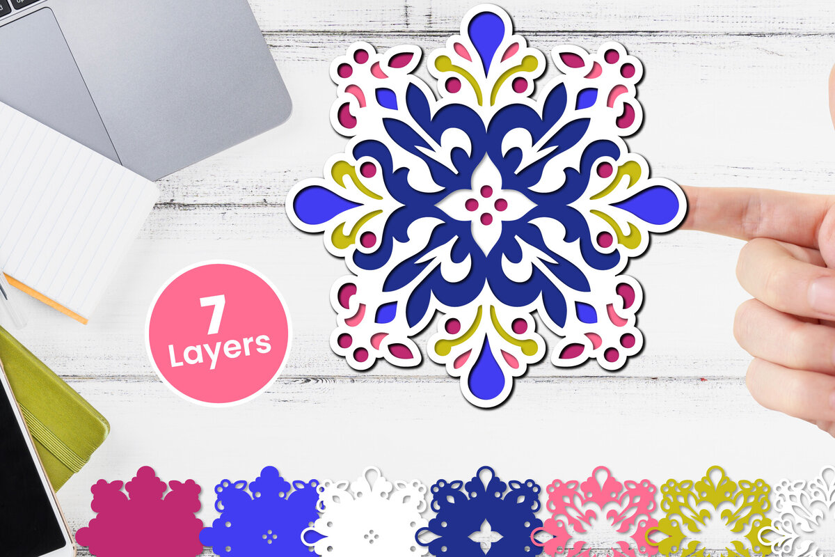 Intra απο ξύλο plywood 3mm-4mm πάχος 3D Layered Floral Paper, Δίασταση 12x12 cm INTRAFABR-117243357