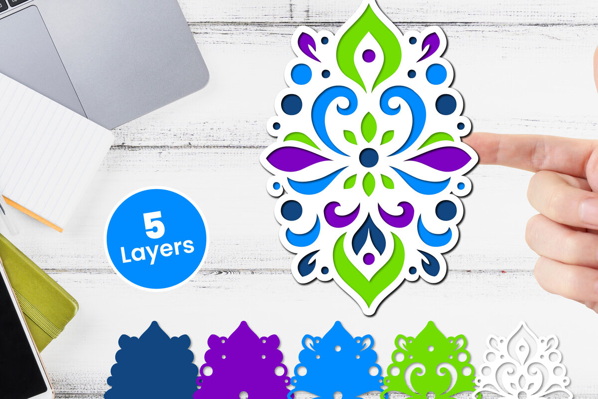 Intra απο ξύλο plywood 3mm-4mm πάχος 3D Layered Floral Paper, Δίασταση 12x12 cm INTRAFABR-117243376