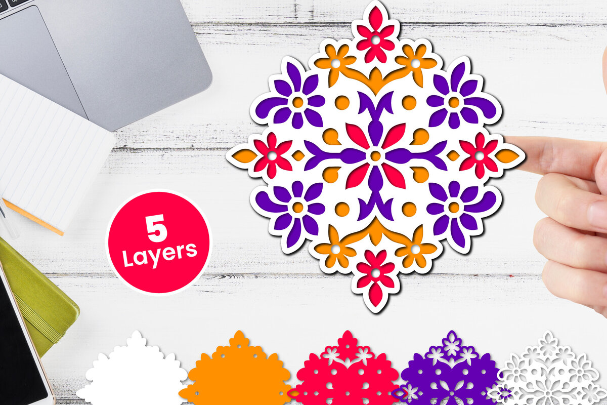 Intra απο ξύλο plywood 3mm-4mm πάχος 3D Layered Floral Paper, Δίασταση 12x12 cm INTRAFABR-117243315