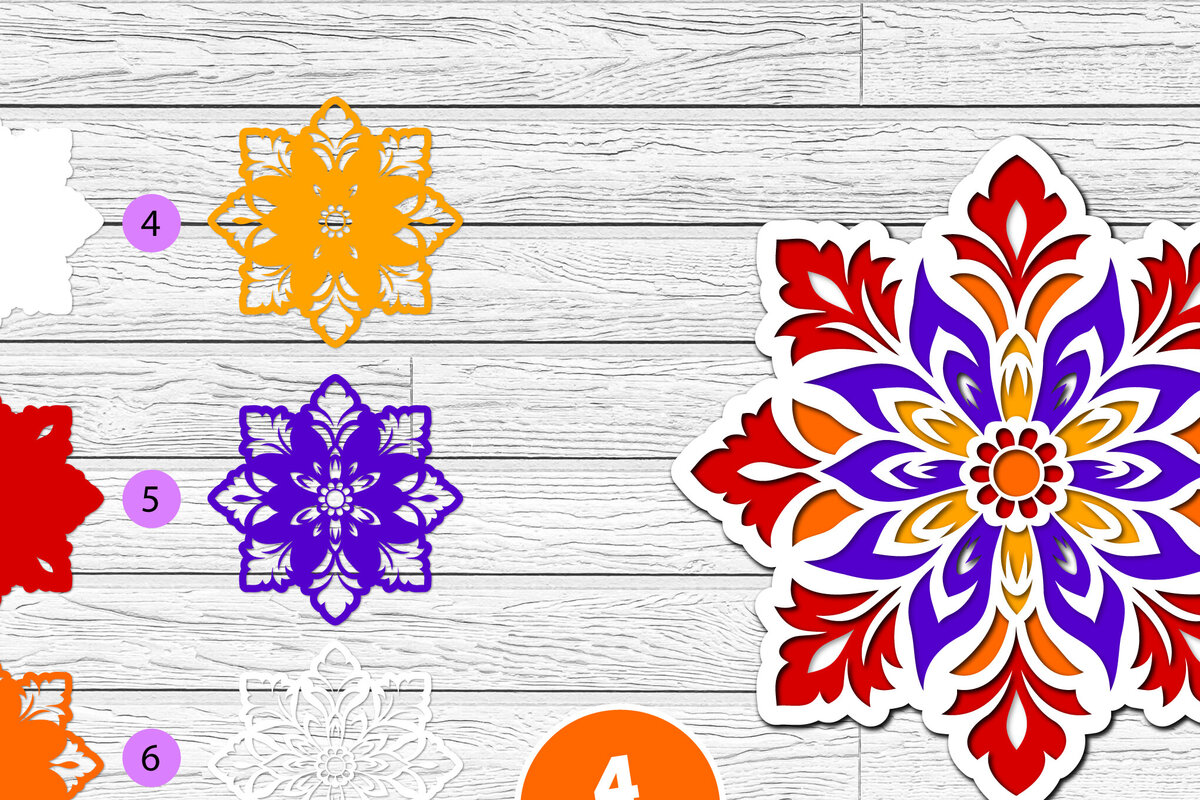 Intra απο ξύλο plywood 3mm-4mm πάχος 3D Layered Floral Papercut Flower Δίασταση 12x12 cm INTRAFABR-116511212