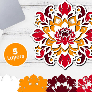 Intra απο ξύλο plywood 3mm-4mm πάχος 3D Layered Floral Papercut Flower Δίασταση 12x12 cm INTRAFABR-116511216 - Image 1