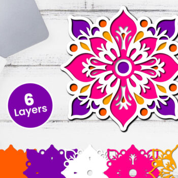 Intra απο ξύλο plywood 3mm-4mm πάχος 3D Layered Floral Papercut Flower Δίασταση 12x12 cm INTRAFABR-116511223 - Image 1