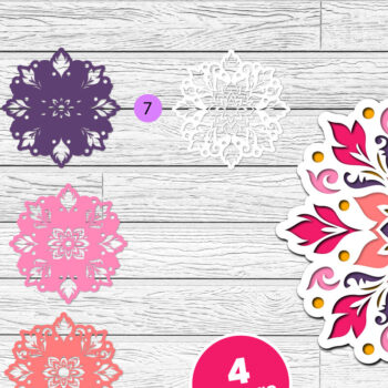 Intra απο ξύλο plywood 3mm-4mm πάχος 3D Layered Floral Papercut Flower Δίασταση 12x12 cm INTRAFABR-116511210 - Image 1